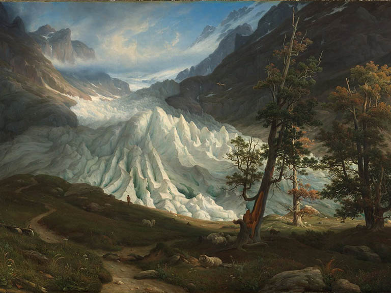 Le glacier supérieur de Grindelwald en 1835, peint par Thomas Fearnley (source : Nasjonalgalleriet Oslo).