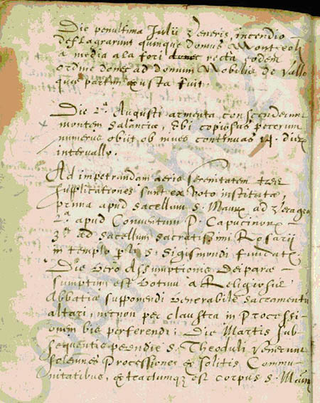 Seite aus der Chronik von Gaspar Bérody